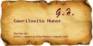 Gavrilovits Hunor névjegykártya